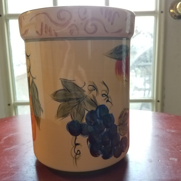 Ceramic Fruit Pattern Utensil Crock - Picture 3 of 6